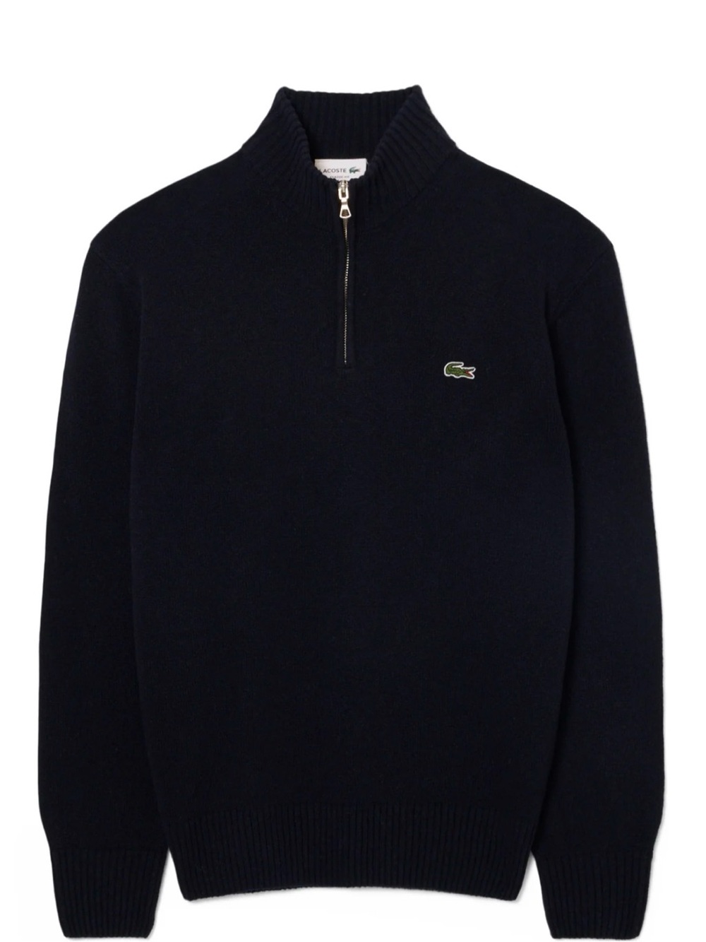 Lacoste Men's Navy Half-Zip Wool Blend Sweater